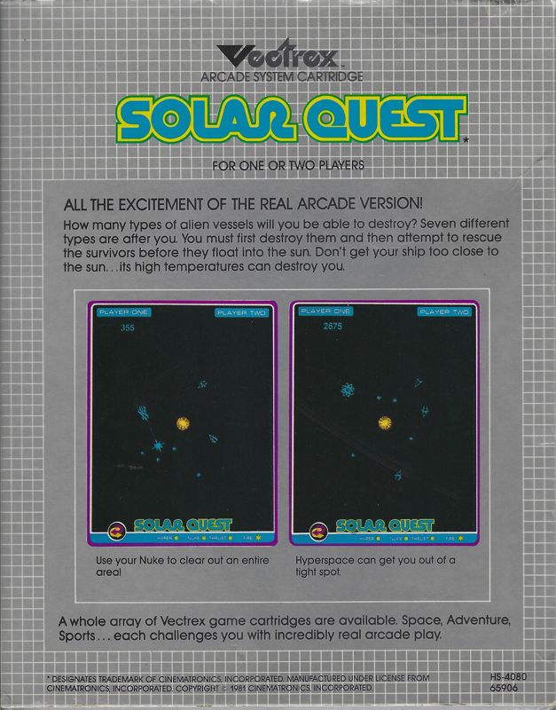 Solar Quest box art for Vectrex